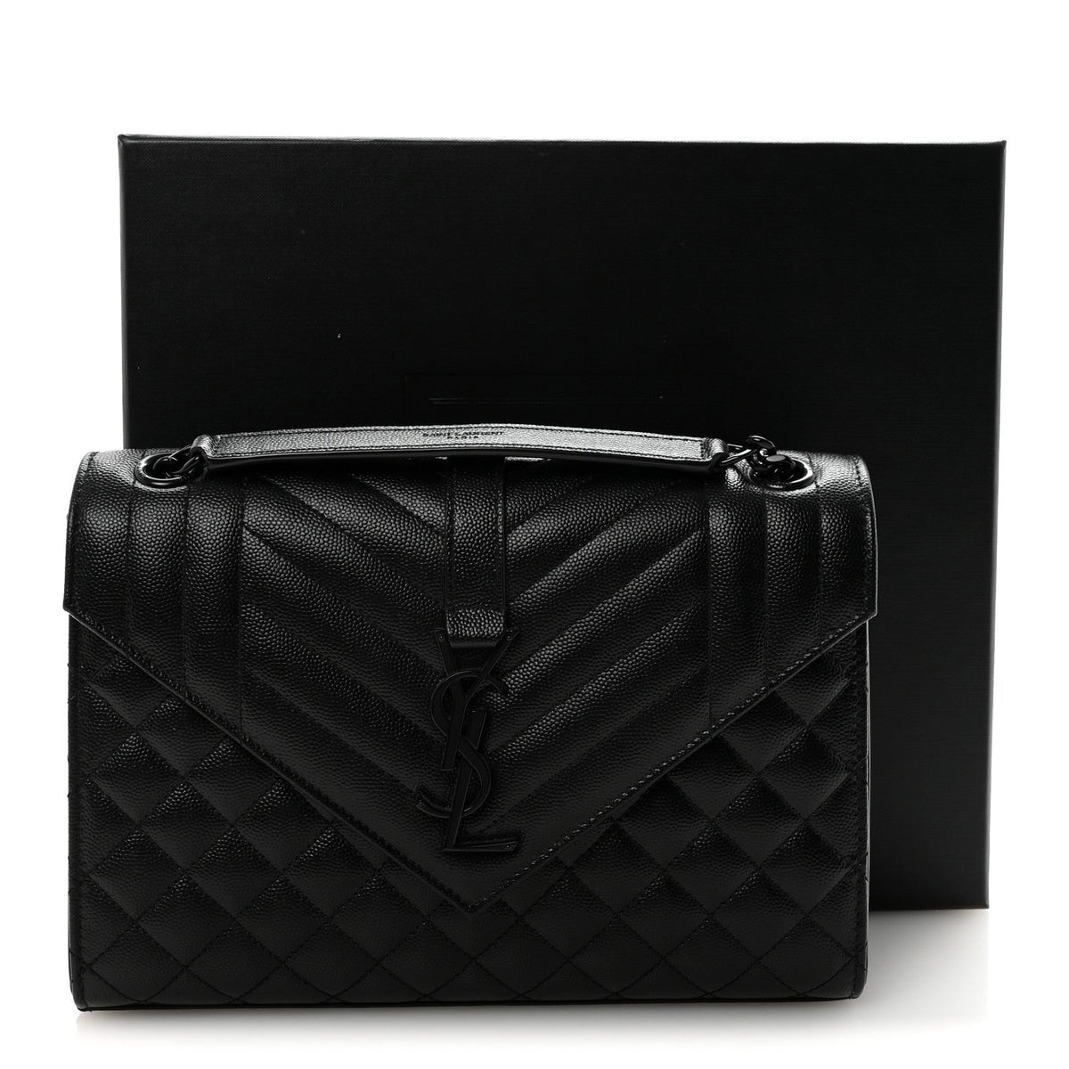 Grain De Poudre Textured Mixed Matelasse Triquilt Medium Monogram Monochrome Satchel Black