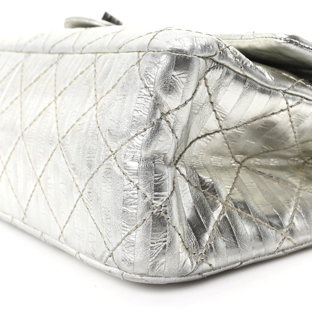 Metallic Striped Calfskin 2.55 Reissue 226 Flap Silver Silver