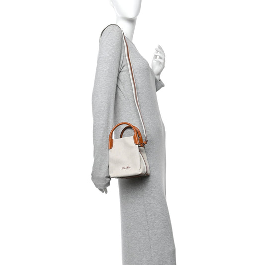 Cotton Linen Calfskin Micro Bale Bag Natural Warm Tan