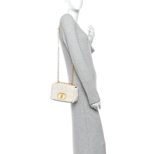 Calfskin Cannage Small Caro Bag Ivory