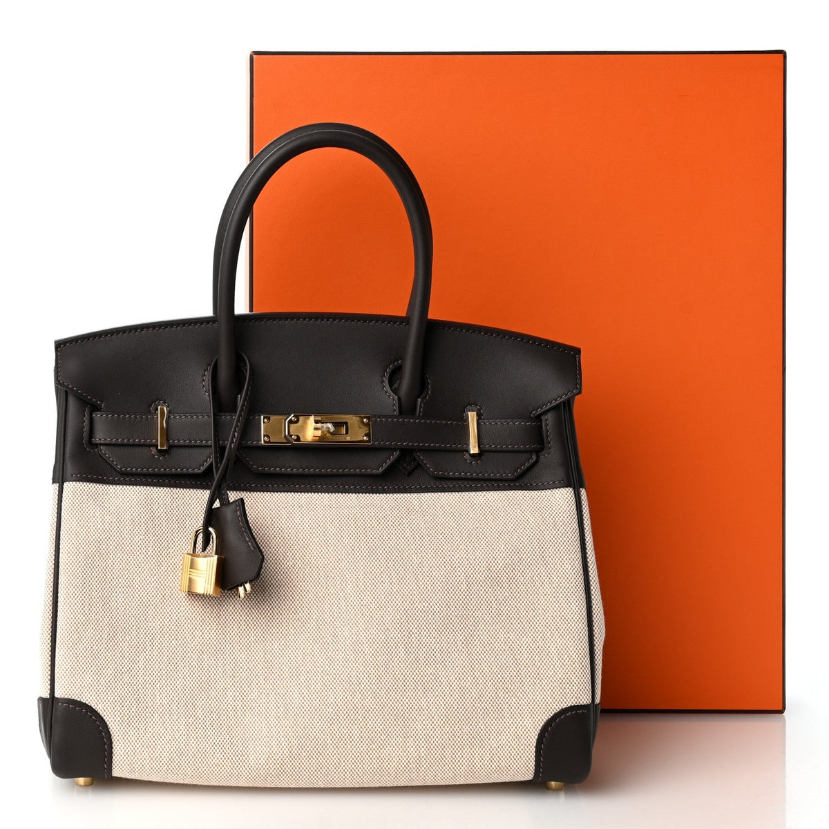 Toile H Swift Birkin 30 Ecru Bai Brun