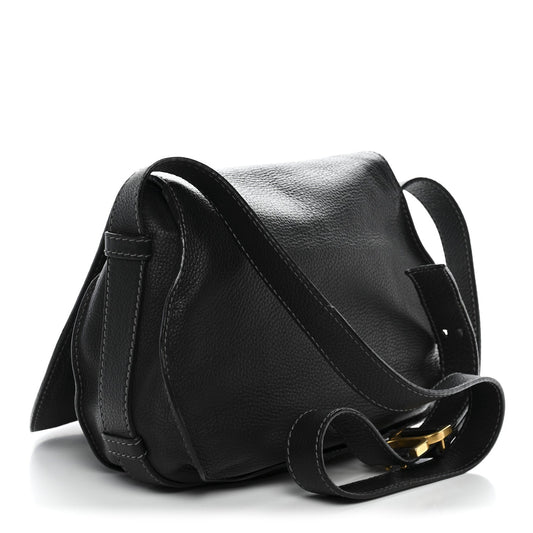 Calfskin Medium Marcie Round Crossbody Bag Black