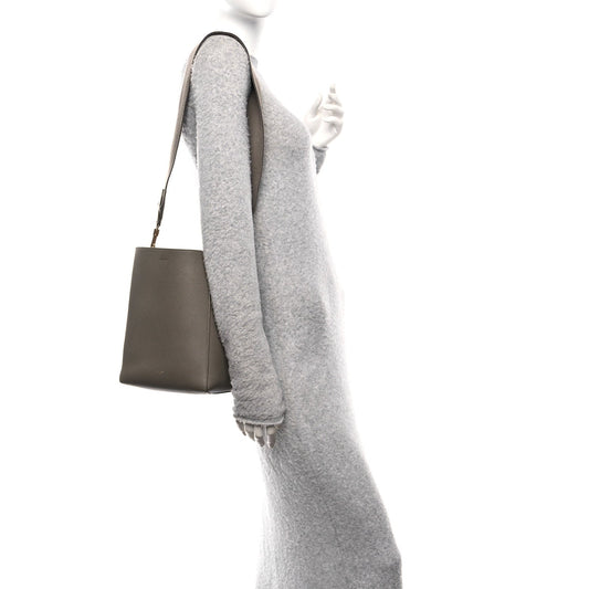Soft Grained Calfskin Small Sangle Bucket Bag Taupe