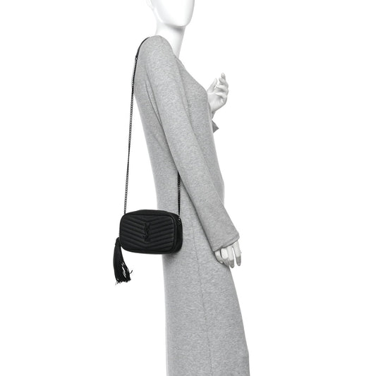 Grain De Poudre Matelasse Monochrome Monogram Mini Lou Camera Bag Black