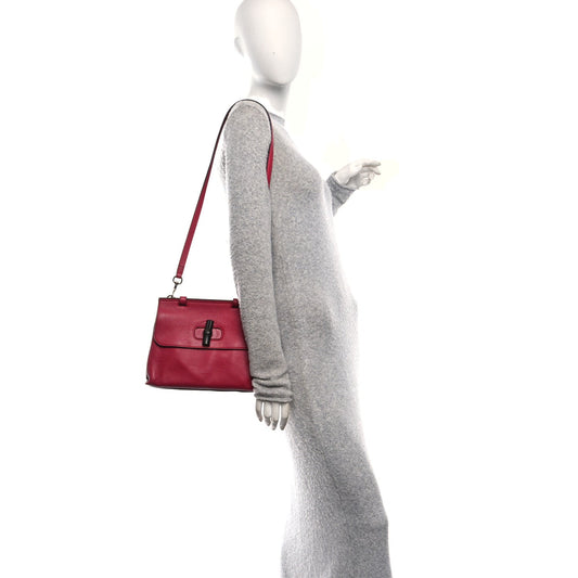 Cellarius Calfskin Small Bamboo Daily Top Handle Bag Dark Pink