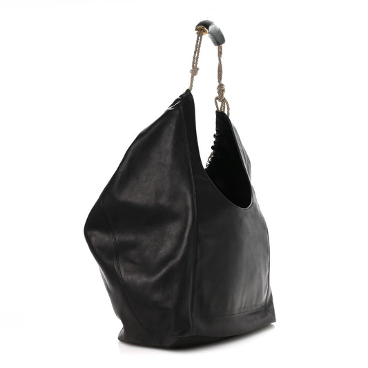 Calfskin XL Squeeze Cord Bag Black