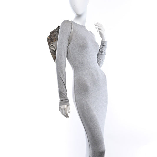 Metallic Lurex Zucca Vitello Baguette Argento