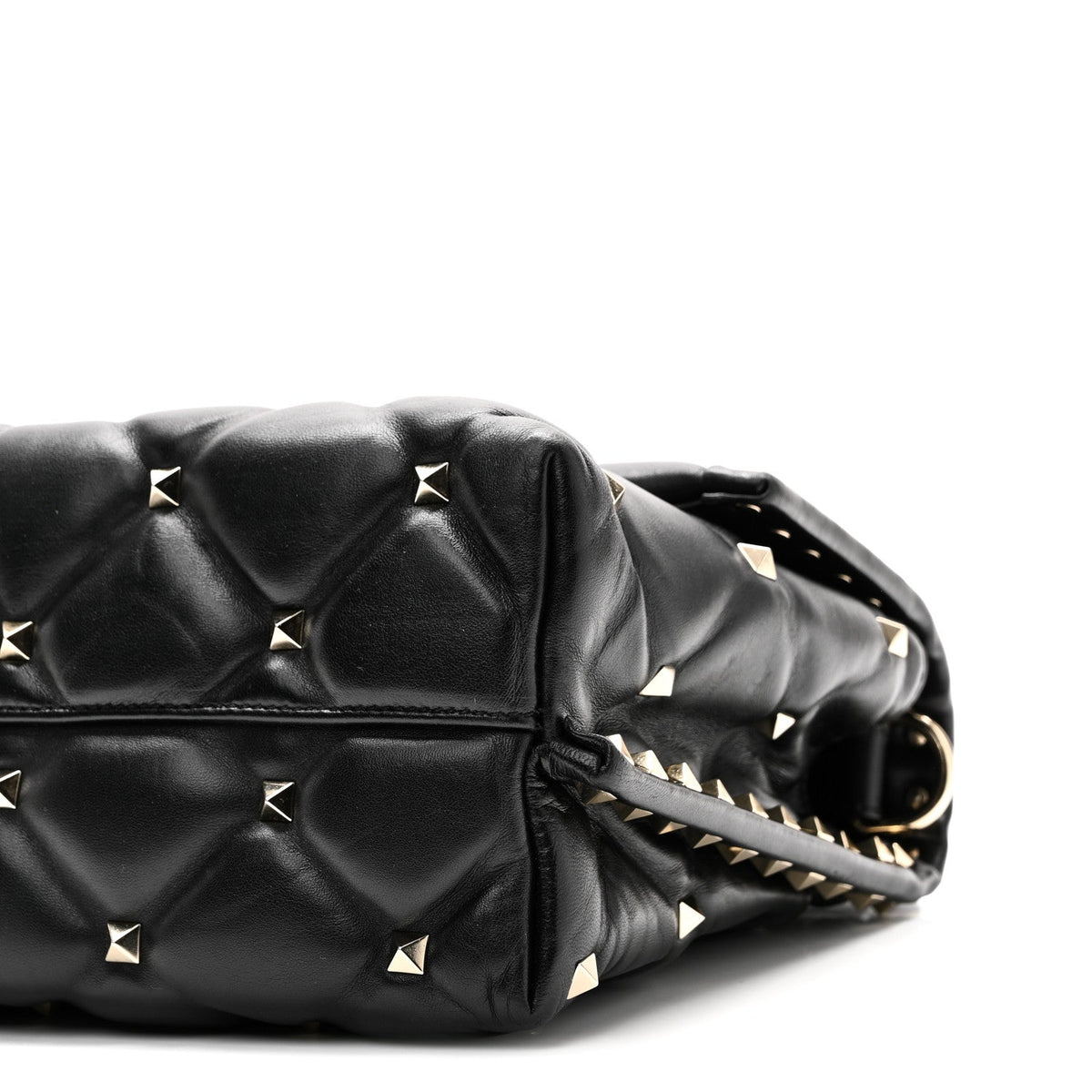 Lambskin VLTN Print Candystud Top Handle Bag Black
