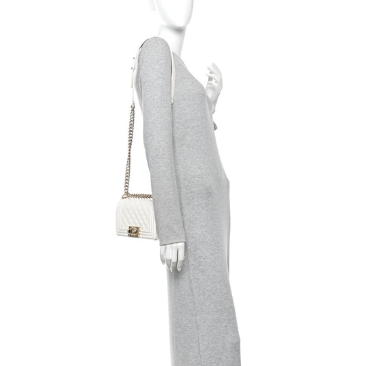 Caviar Quilted Small Boy Flap White