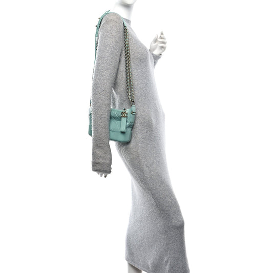 Aged Calfskin Quilted Small Gabrielle Hobo Green