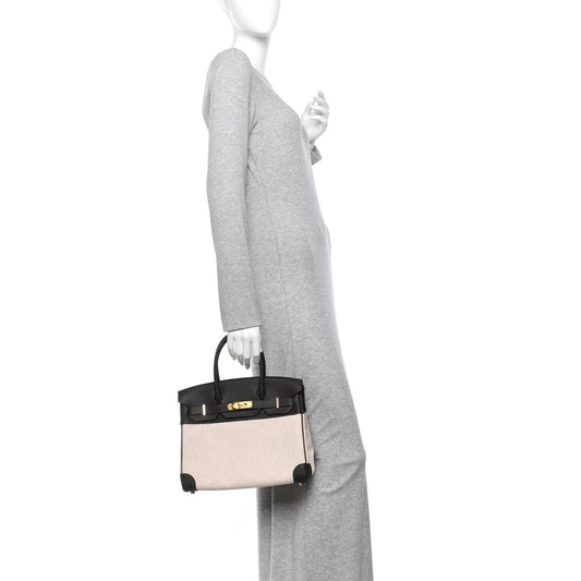 Toile H Swift Birkin 30 Ecru Bai Brun