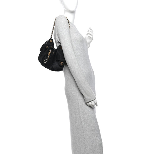 Pony Hair Mini Chanel 25 Handbag Black