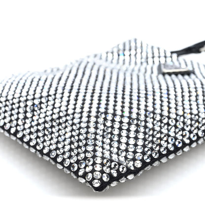 Satin Crystal Metal Triangle Logo Chain Crossbody Handbag Cristal