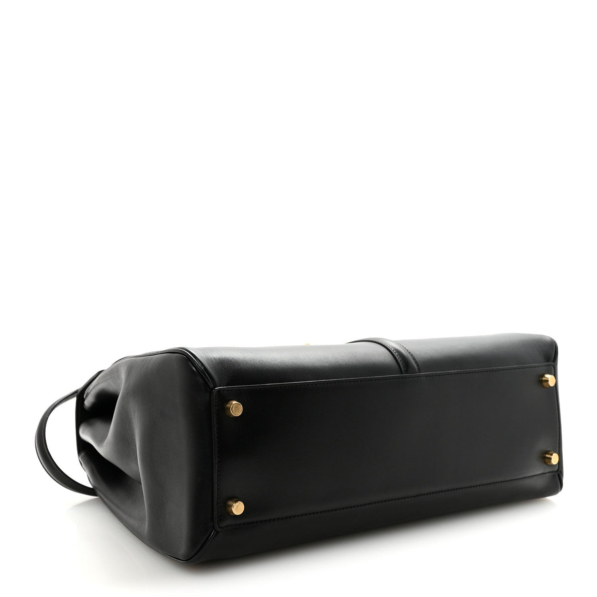 Satinated Calfskin Large 16 Top Handle Bag Black
