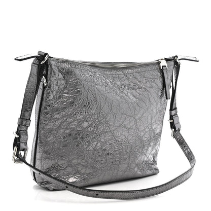 Metallic Calfskin Small Voyou Bag Silver