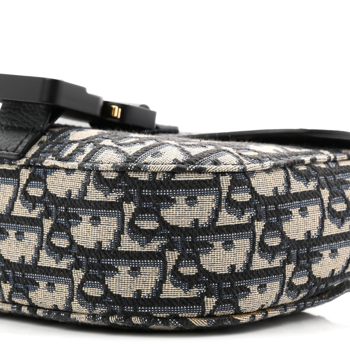 Grained Calfskin Oblique Mini Saddle Messenger Bag With Flap Beige Black