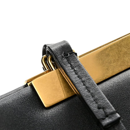 Smooth Calfskin Medium Clasp Shoulder Bag Black