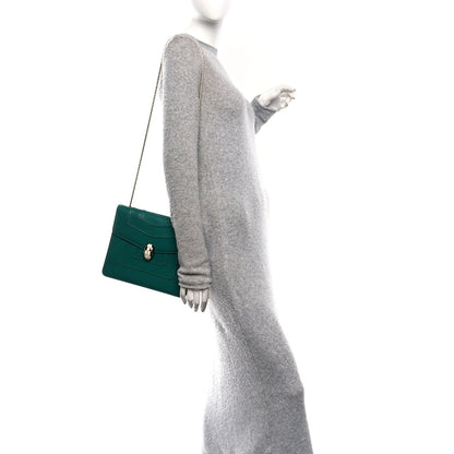 Calfskin Serpenti Forever Snake Strap Crossbody Bag Emerald Green