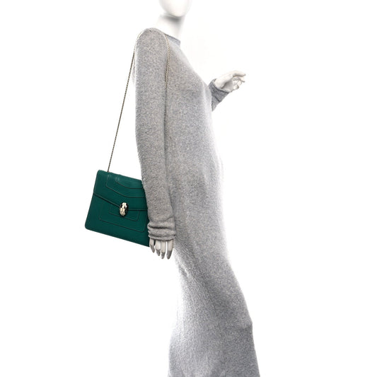 Calfskin Serpenti Forever Snake Strap Crossbody Bag Emerald Green