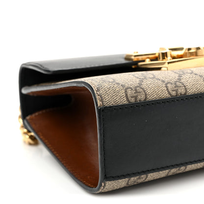 GG Supreme Monogram Calfskin Small Padlock Shoulder Bag Beige Black Cuir