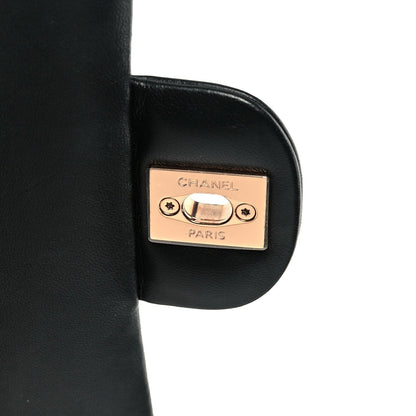 Lambskin Quilted Medium Double Flap Black