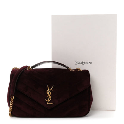 Suede Chevron Quilted Medium LouLou Smoky Burgundy
