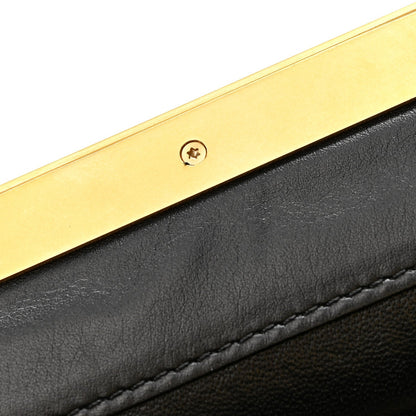 Smooth Calfskin Medium Clasp Shoulder Bag Black