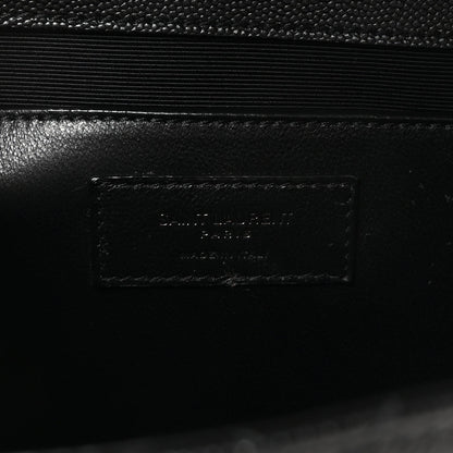 Grain De Poudre Textured Mixed Matelasse Triquilt Medium Monogram Monochrome Satchel Black