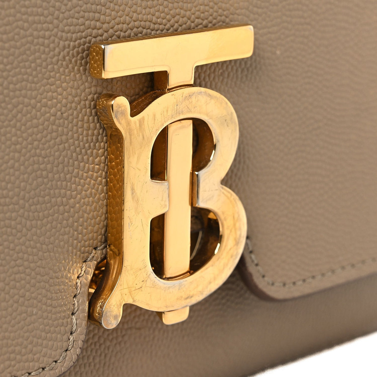 Grained Calfskin Small TB Bag Oat Beige