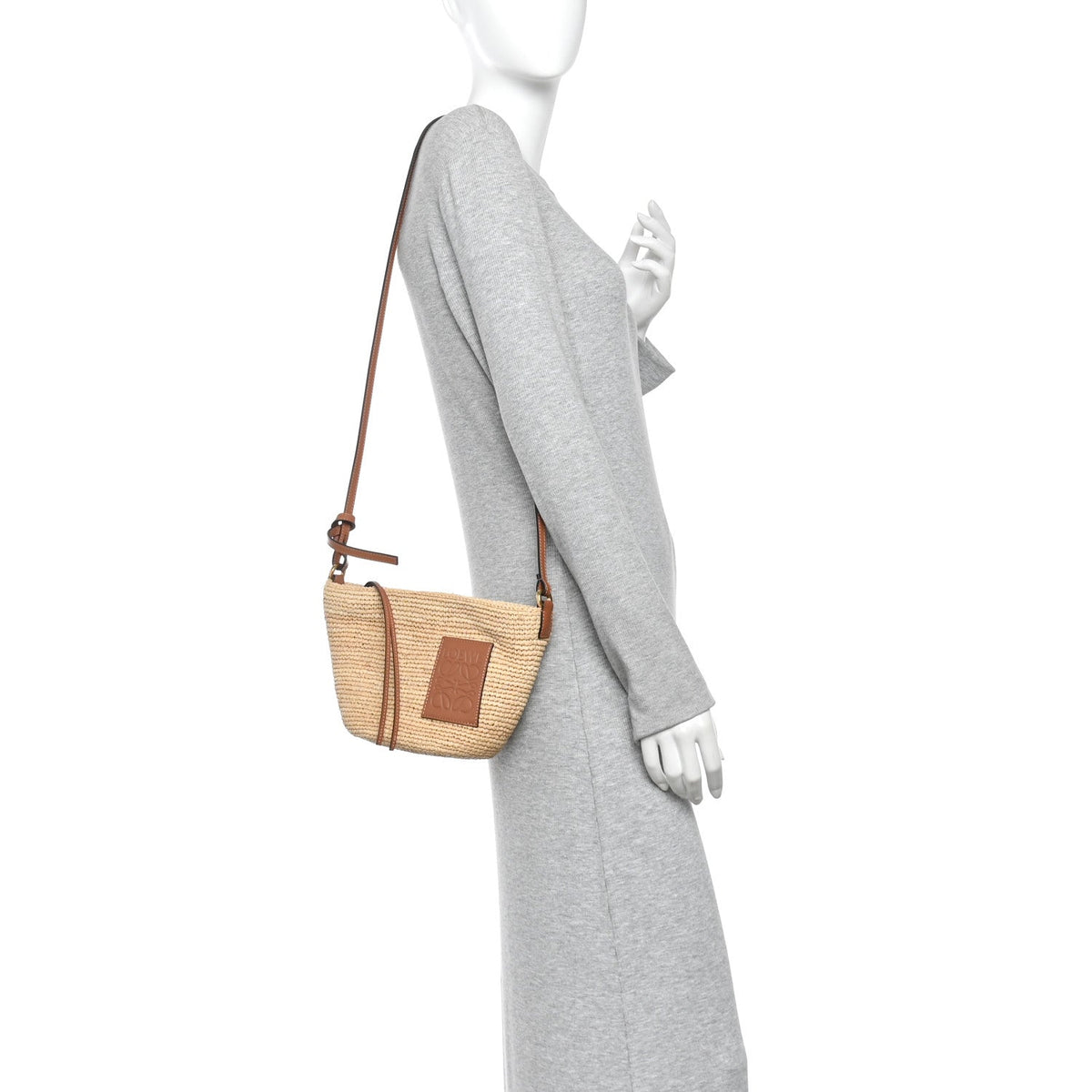 Calfskin Raffia Paulas Ibiza Pochette Bag Natural Tan