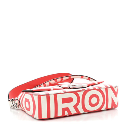 X MARC JACOBS Vitello Seta Logo Print Baguette Glow Coral White