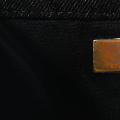 Washed Denim Quilted Medium Chanel 25 Handbag Black