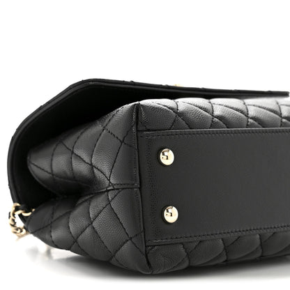 Caviar Quilted Mini Coco Handle Flap Black