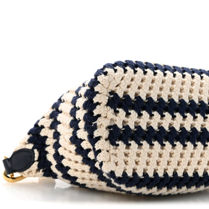 Fabric Crochet Pouch Blue White