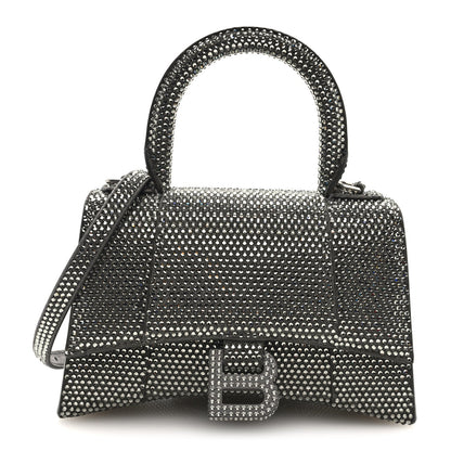 Strass Suede Hourglass Top Handle Bag XS Smoke Grey Crystal