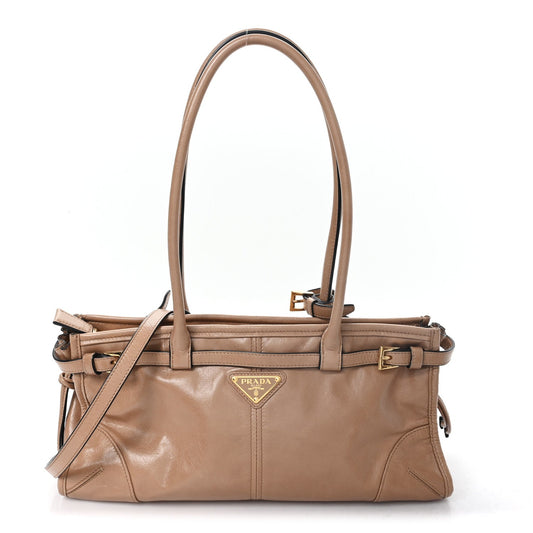 Shiny Nappa Medium Bonnie Shoulder Bag Cameo