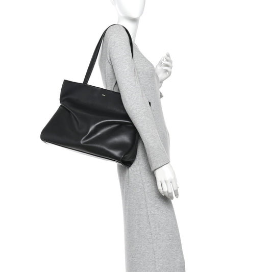Calfskin Judy East West Tote Black