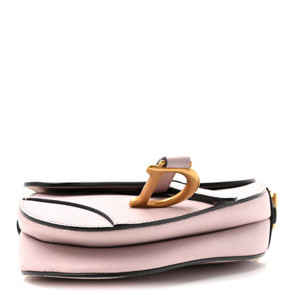 Grained Calfskin Mini Saddle Bag Light Pink