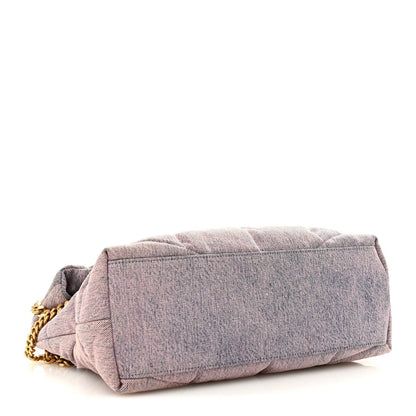 Denim Quilted Medium Loulou Puffer Monogram Chain Satchel Bleached Lilac