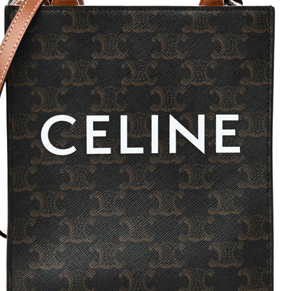 Triomphe Canvas Calfskin Mini Vertical Cabas Tan
