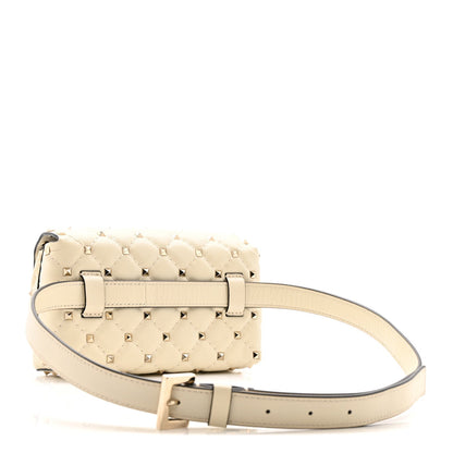 Lambskin Rockstud Spike Belt Bag 85 Ivory