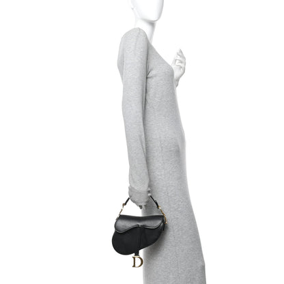 Grained Calfskin Mini Saddle Bag Black