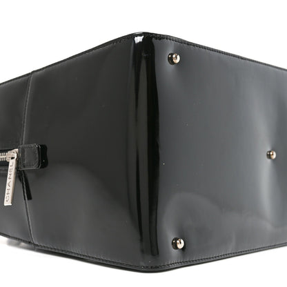 Patent Quilted Chocolate Bar Bowler Black