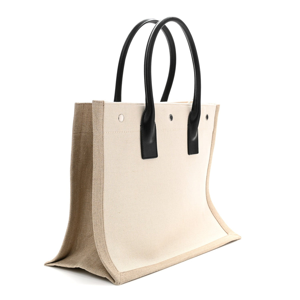 Linen Calfskin Small Rive Gauche Tote Optic White