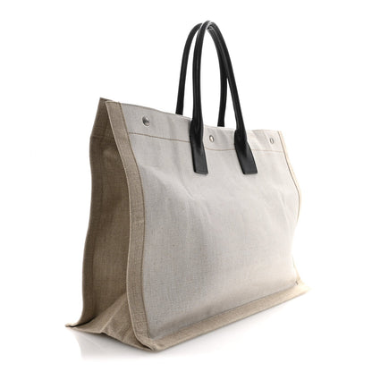 Linen Calfskin Rive Gauche Tote Greggio Natural