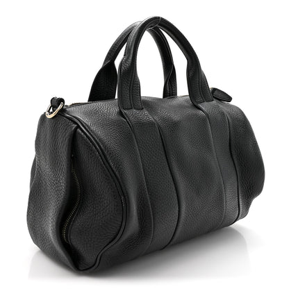Pebbled Lambskin Rocco Black Pale Gold Hardware