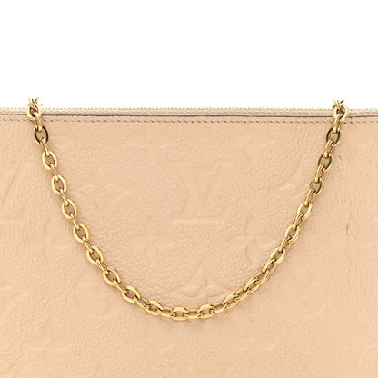 Empreinte Double Zip Pochette Beige Rose Creme