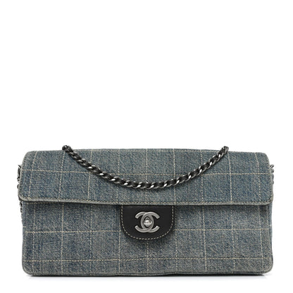 Denim Chocolate Bar Quilted East West Flap