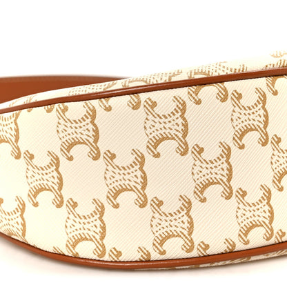 Canvas Calfskin Ava Triomphe Shoulder Bag White