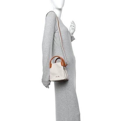 Cotton Linen Calfskin Micro Bale Bag Natural Warm Tan